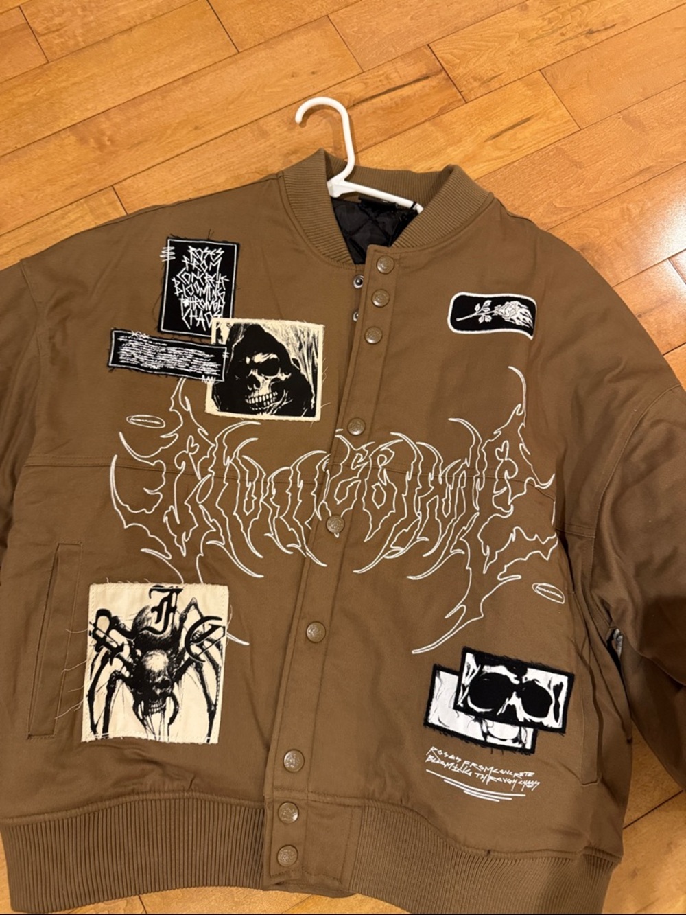 Men's Brown Graphic Patch Bomber Jacket